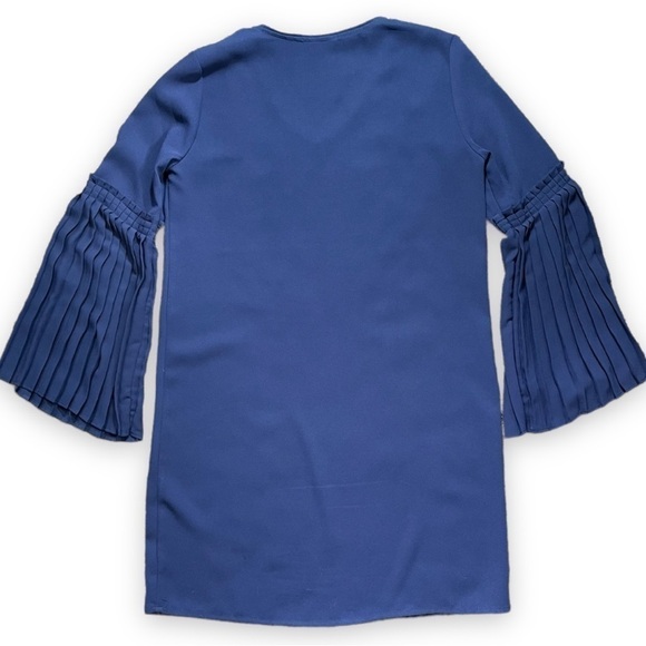 Tahari Dark Blue Pleated Bell Sleeve Shift Dress sz 6 - Picture 6 of 13